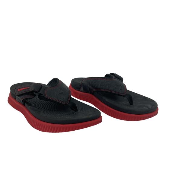 Kuailu Men's Casual Sport Style Black & Red Flip Flops, Size 11 Preowned - Picture 1 of 8